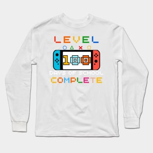 Gamers Level 100 Days of School Unlocked Gift for Student & Teacher Long Sleeve T-Shirt